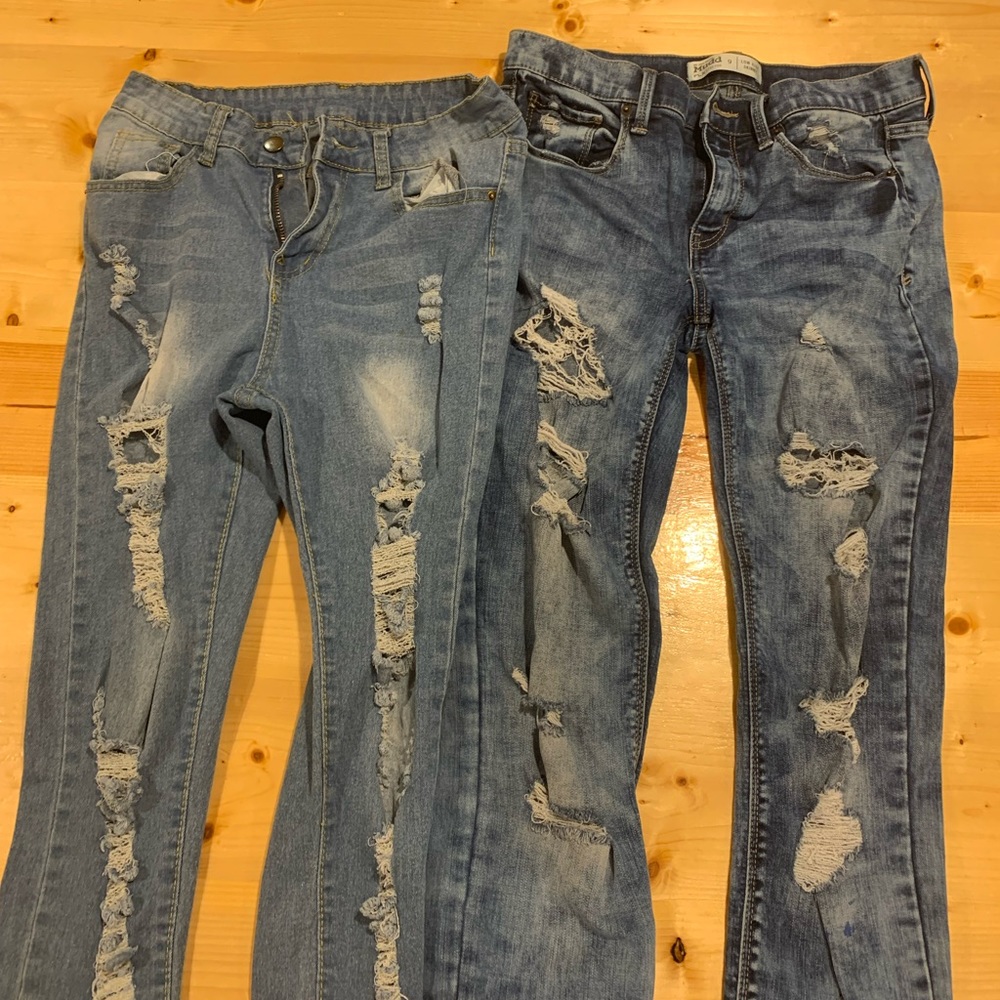ripped skinny blue jeans